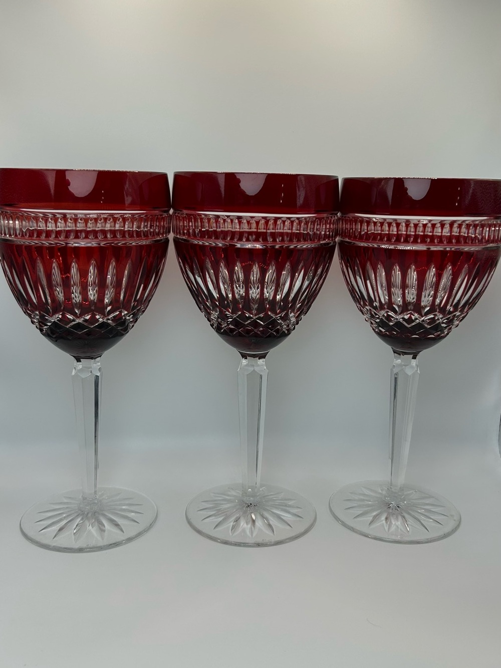 Set of 8 Waterford Crystal Clarendon Ruby Red Wine Hock Glasses - Picture 13 of 14